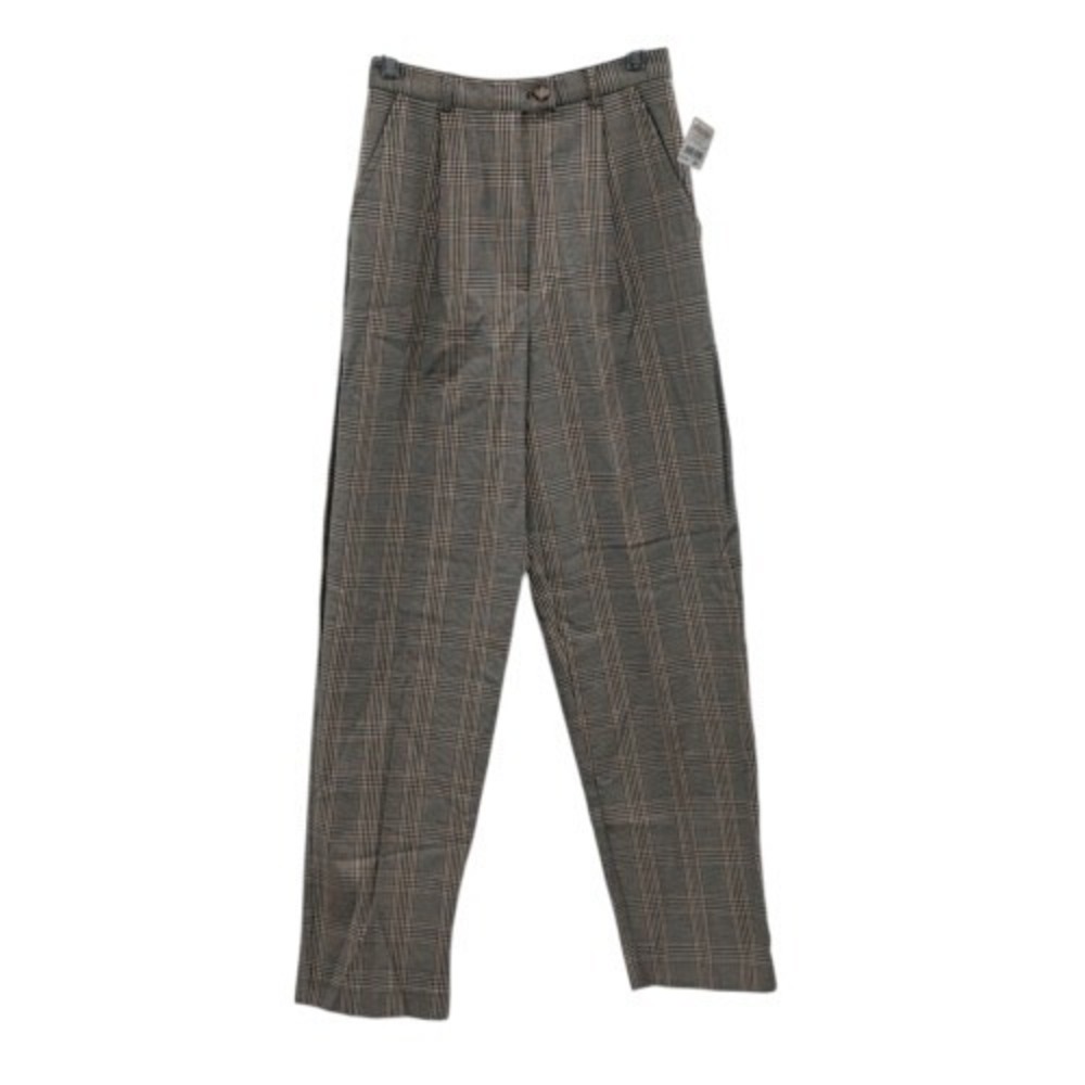 Vintage Talbots Pant Women 2P Tan Plaid Houndstooth High Rise Taper Old Money Ne